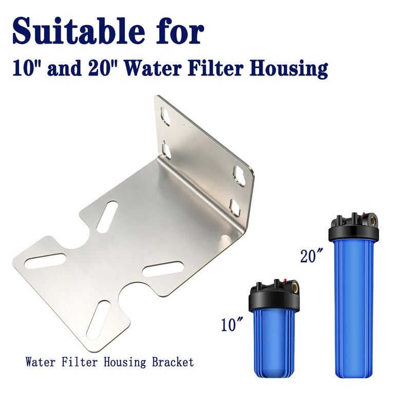 RUIVEO 2Pcs Stainless Steel Water Filter Housing Mounting Bracket, Water Purifier RO Housing Bracket for 10'' and 20'' Filter Housings (2) - Image 2
